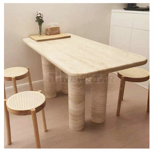 Tavoli da pranzo in marmo di design moderno mobili da pranzo in marmo di tantalino beige levigato turco - Product Image 6
