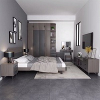 Meubles de maison King Queen Size cadre de lit en cuir chambre principale en bois massif MDF ensemble chambre moderne d'hôtel OEM