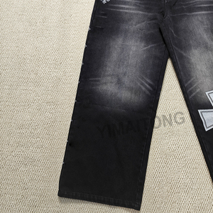 กางเกงยีนส์ผู้ชายขนาดใหญ่พิเศษปักลายผ้ายีนส์ผ้ายีนส์ขาบานแบบเย็บปะติด - Product Image 4