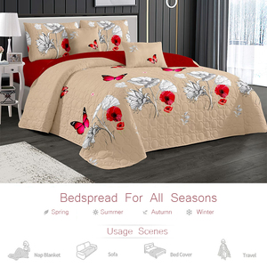 Custom Bedding Set Printed Quilt Ultrasonic Stitching <strong>Bedspread</strong> for Bed Room - Product Image 3