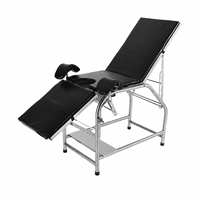 Table d'examen gynécologique en acier inoxydable pour hôpital avec dossier et repose-jambes réglables