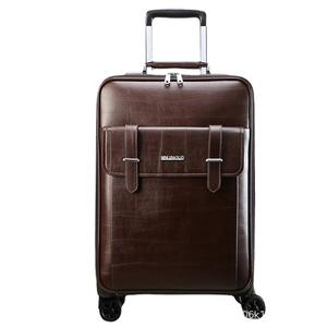 Valise à roulettes en cuir de 8 pouces, petite, solide, avec roulettes pivotantes, valise à roulettes avec serrure à combinaison, fermeture éclair, valise de cabine, sac à roulettes - Product Image 1
