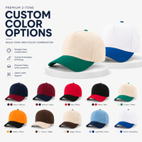Casquette de baseball 100 % coton à cinq panneaux, bicolore, avec calotte rigide et boucle en cuivre tendance, ajustable par fermeture à pression