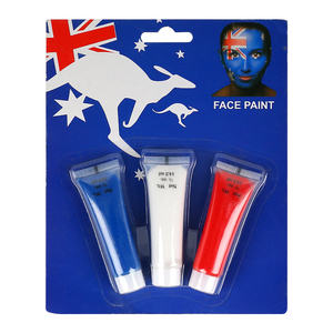 Красный белый синий 3 цвета логотип футбольный фанат нетоксичный макияж Кубок мира футбольная краска для лица флаг палка - Product Image 1