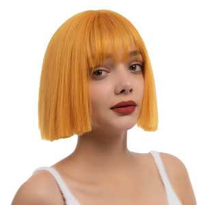Peluca de Bob corto Multicolor barata vigorosa con flequillo Peluca de <span class=keywords><strong>Anime</strong></span> recta corta sintética resistente al calor para <span class=keywords><strong>Cosplay</strong></span> - Product Image 1