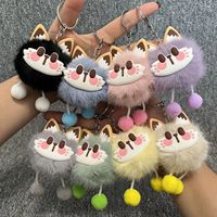 Porte-clés en peluche pompon avec oreilles de chat porte-bonheur, créatif et mignon, pour la décoration de sac à dos, breloques pour sac, cadeaux