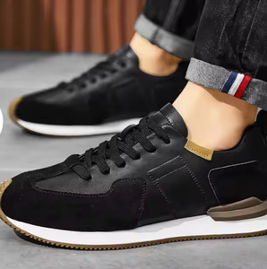 Sneakers sportive sportive personalizzate da uomo avanzate altezza della superficie in pelle aumenta con suola spessa stringata per la corsa all'aperto - Product Image 4