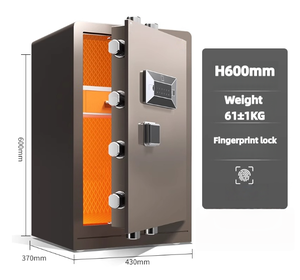 Coffre-fort de sécurité biométrique à reconnaissance d'empreintes digitales, grand modèle tout acier, H60cm, ignifuge, antivol, avec tiroir intégré pour argent liquide, bijoux et documents - Product Image 3