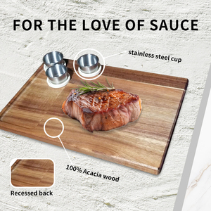 Organisateur multifonctionnel de planche à découper de préparation de repas en bois d'acacia de nouveau design avec le bosquet pour la maison de cuisine - Product Image 4