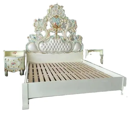 Lusso stile rococò francese antico legno intagliato intagliato a baldacchino letto reale quattro Poster King Size Storage camera da letto europea