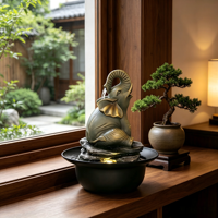 Fontaine de table en forme de trompe d'éléphant avec lumières LED pour la décoration de la maison, du bureau, de la table, cadeau de relaxation intérieur