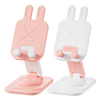 Support de téléphone pliable en forme de lapin mignon, rotatif à 360°, réglable, support de téléphone portable universel pour bureau