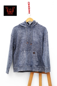 Sweat à capuche en denim tricoté pour homme, mélange de coton premium, sweat à capuche décontracté avec poche kangourou - Product Image 2