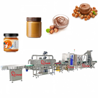 Ligne de machines automatiques Xtime pour le chauffage, le remplissage, le bouchage, l'étiquetage et l'emballage de bouteilles de beurre de cacahuète, de noisettes et de sauce chocolatée liquide