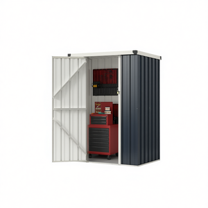 Caseta de Almacenamiento Metálica D0100HAXZ1W de 4 x 3 Pies con Puerta con Cerradura, Recubrimiento en Polvo Gris, Uso Interior y Exterior, Estilo Moderno - Product Image 1