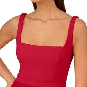 เดรสออกงานสีแดงฤดูร้อนสุดหรู แขนกุด ดีไซน์เซ็กซี่สำหรับผู้หญิงวัยผู้ใหญ่ ทรงยาว - Product Image 3