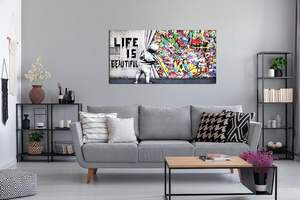 قماش جرافيتي ديكور جداري فني-ديكور حائط ملون-للأولاد المراهقين الجاهزين للتعليق مقاس 40 × 20 بوصة - Product Image 3