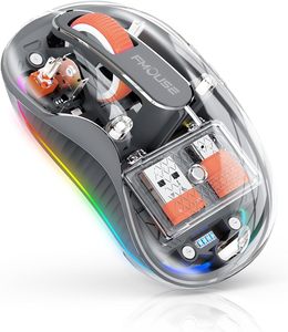 เมาส์ออปติคอลไร้สายแบบชาร์จได้ รุ่น Daul Mode RGB ดีไซน์ตามหลักสรีรศาสตร์ โปร่งใส สำหรับแล็ปท็อปและคอมพิวเตอร์ตั้งโต๊ะ - Product Image 1