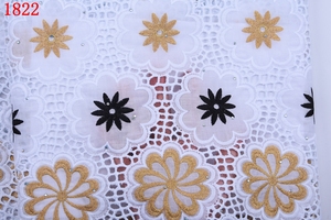 Vendita calda africano svizzero tessuto di pizzo di cotone con pietre per il partito di alta qualità a secco Voile pizzo di cotone per 1822 del vestito - Product Image 2