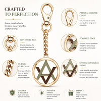 Pendentif cercle personnalisé avec logo monogramme plaqué or de qualité supérieure, avec chaîne épaisse et fermoir mousqueton, breloque métallique pour sac