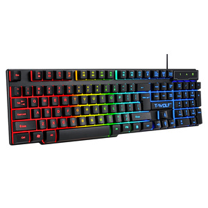Teclado para juegos T20 con cable, iluminado, en árabe, español y ruso, teclado de membrana, 104 teclas, accesorios para computadora, teclado para juegos. - Product Image 2