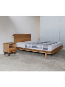 Lit double en bois massif naturel de style scandinave et japonais, en chêne rouge, cerisier et noyer noir, 1,53 m, fabriqué en Chine - Product Image 2