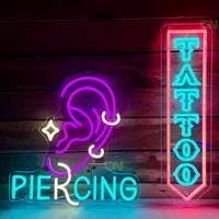Enseigne néon LED personnalisée pour Noël et Halloween, enseigne néon avec logo personnalisé pour salon de tatouage, piercing, bar, salon, décoration murale