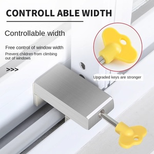 <span class=keywords><strong>Cerradura</strong></span> de seguridad para ventana sin perforaciones, ancho de apertura ajustable, tope para ventana para uso en apartamentos de alquiler - Product Image 4