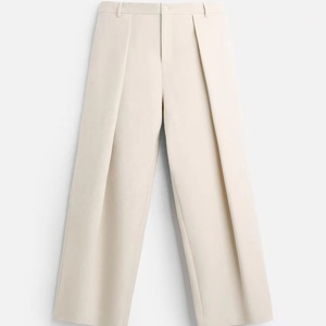 Pantaloni Eleganti <span class=keywords><strong>Casual</strong></span> da <span class=keywords><strong>Uomo</strong></span> Personalizzati OEM, Vestibilità Ampia, Stile Vintage in Viscosa, Gamba Larga con Pieghe, Pantaloni Formali da Completo - Product Image 2
