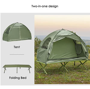 Draagbare Pop-Up Instant 2-persoons Tent Met Verhoogd Campingbed Bed Met Één Slaapkamer Buiten Kampeerstructuur - Product Image 4