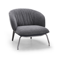 Fauteuil de détente moderne à cadre en acier et assise en velours, inclinable, pour la maison, la chambre, le salon, l'appartement, la villa