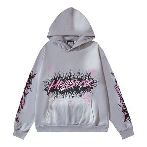 <span class=keywords><strong>Felpa</strong></span> autunnale Yousi con cappuccio in spugna lavata con Logo con lettere di fiamma stampato ampio stile Street ODM LOGO frontale lavorato a maglia - Product Image 1