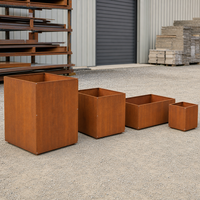 Pot Bunga Kotak Tanam dari Baja Corten Bersertifikat ASTM Buatan Khusus dengan Drainase Opsional Ketebalan 2mm/3mm