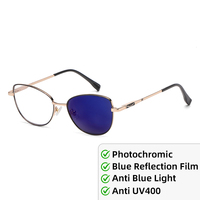 Gafas de Sol Fotocromáticas con Marco Metálico para Mujer, con Protección UV400, Anti Luz Azul, Lentes con Revestimiento Azul, Antideslumbrantes