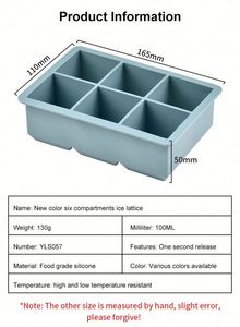 Food Grade Silicone Ice Cube Tray 6 Cavity Square Mold With Removable Leak Proof Lid Reusable for Freezer Whisky Beer Drinks - Product Image 2