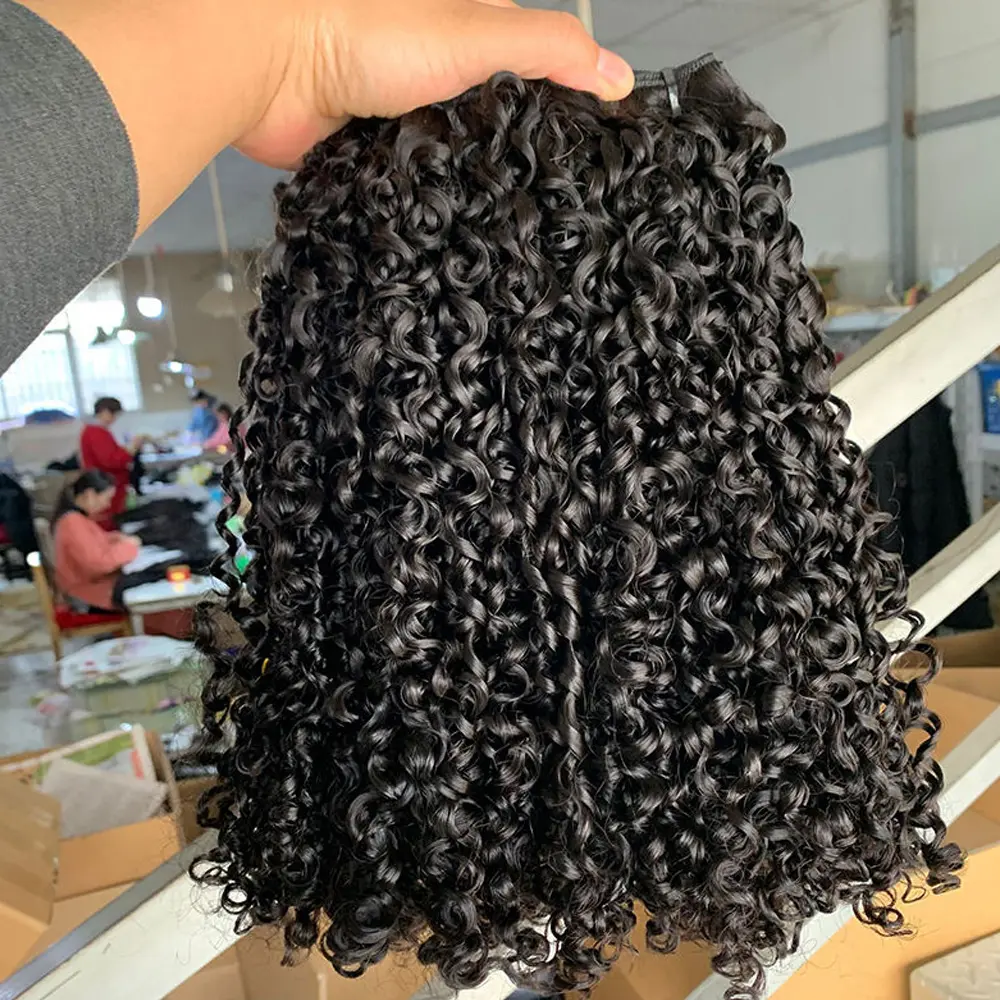 Лучшая цена, пучки человеческих волос Pixie Curls 12A, необработанные индийские волосы, вьющиеся человеческие волосы с двойным вычерчком