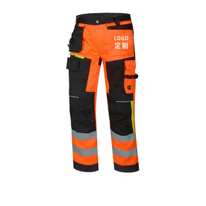 Pantalon de travail pour hommes avec bande réfléchissante pour le travail de nuit Pantalon de travail de <span class=keywords><strong>s</strong></span>écurité avec plusieurs poches pour les uniformes d'entretien routier - Product Image 3