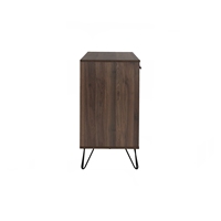 Aparador SAMOS de 1.49 m en Color Nogal Premium, Estructura de Metal con Tablero Laminado, Mueble Buffet de Diseño Escandinavo Moderno, Almacenamiento Nuhoom