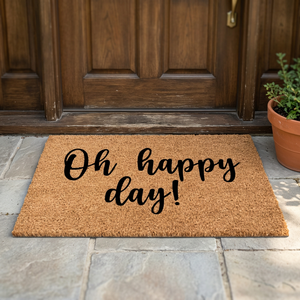 Tapis coloré Oh happy day imprimé paillasson de couleur marron pour la maison Paillasson pour chambre au prix de gros - Product Image 4