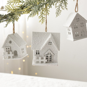 Ornamento dell'albero di natale festa festa festa piccola casa bianca ciondolo per decorazioni - Product Image 2