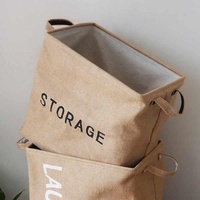 Keranjang Penyimpanan Jute Alami Dengan Pegangan, Tempat Penyimpanan Kain Lipat untuk Rumah, Laundry, Mainan, Organisasi EM ODM Logo Kustom