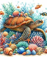 Peinture Diamant DIY 5D à Pointillage Complet : Monde Sous-Marin, Tortue Marine, Animal Marin, Paysage Apaisant, Art Mural pour Décoration Intérieure