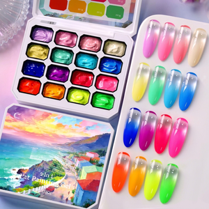 เจลเพ้นท์ 4 in 1 16 สี สำหรับไล่สี ปั๊มลาย วาดลวดลาย ยูวี/แอลอีดี เจลไล่สีแบบปาตติ้ง พาเลทเจล - Product Image 1