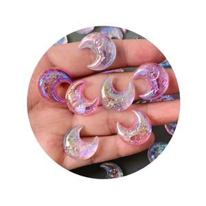 100 pièces 20mm dos plat résine Cabochon paillettes Mini <span class=keywords><strong>lune</strong></span> forme strass pour Scrapbooking coque de téléphone Nail Art décor - Product Image 1