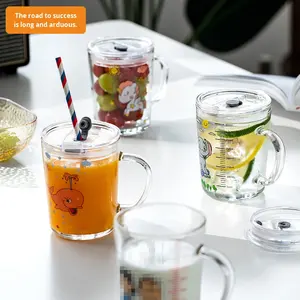 Poignée de tasse d'eau graduée pour enfants en <span class=keywords><strong>verre</strong></span> de dessin animé R2508-677 pour le petit déjeuner étudiant à usage domestique également pour les tasses de lait en poudre - Product Image 4