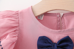 Wholesale Children Clothes New Pure Color <b>Bow</b> Fashion Summer Kids Girl <b>Red</b> Child Dress - Product Image 3