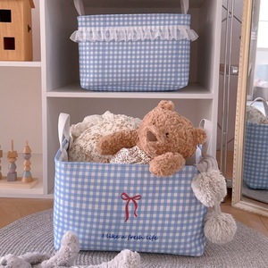 Boîte de rangement pour vêtements en tissu épais de style coréen à motifs en dentelle pour la maison, panier de rangement pour jouets pour filles - Product Image 3