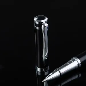 Luxury Black Metal <b>Ballpoint</b> <b>Pen</b> Set | High Gloss Silver Trim Executive <b>Pen</b> | Custom Logo Corporate Gift <b>Pen</b> - Product Image 5