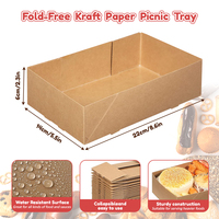 Support pliable jetable en carton pour barquette alimentaire en papier sulfurisé, idéal pour la restauration rapide, les pique-niques et les plats à emporter