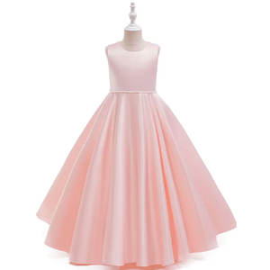 Ropa nueva de alta calidad de Vietnam, vestido de niña de flores rosa, tul largo de satén sin mangas para Ceremonia de boda y fiesta - Product Image 1